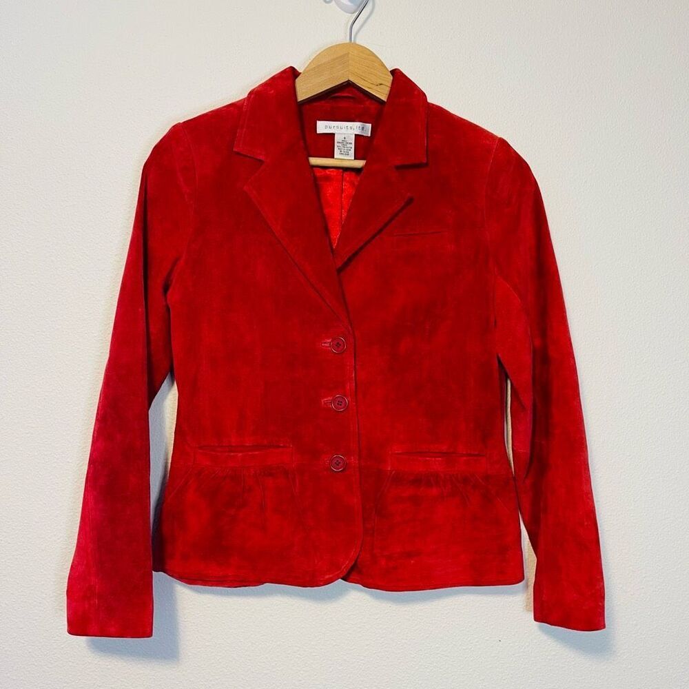 Vintage Pursuits LTD Red Suede‎ Leather Jacket Size Small